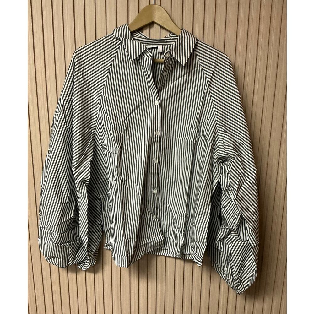 ASOS Design Long Volume Sleeve Shirt Navy Stripe Size US 12 NWT
